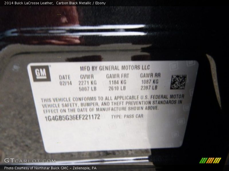Carbon Black Metallic / Ebony 2014 Buick LaCrosse Leather