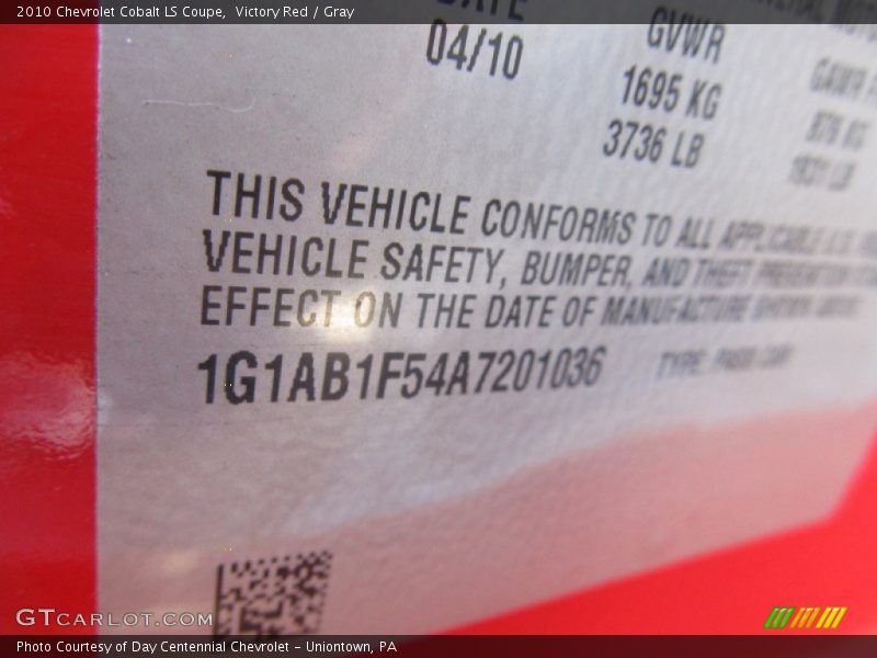 Victory Red / Gray 2010 Chevrolet Cobalt LS Coupe
