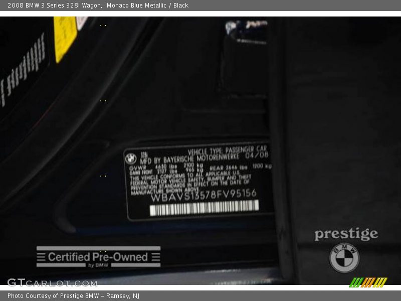 Monaco Blue Metallic / Black 2008 BMW 3 Series 328i Wagon