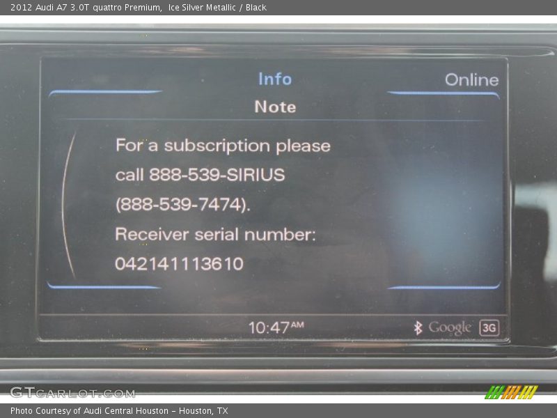Ice Silver Metallic / Black 2012 Audi A7 3.0T quattro Premium