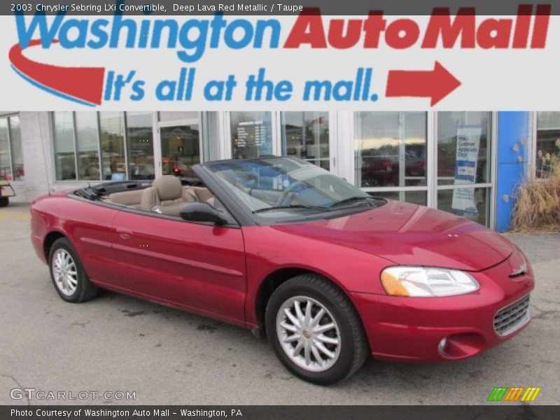 Deep Lava Red Metallic / Taupe 2003 Chrysler Sebring LXi Convertible