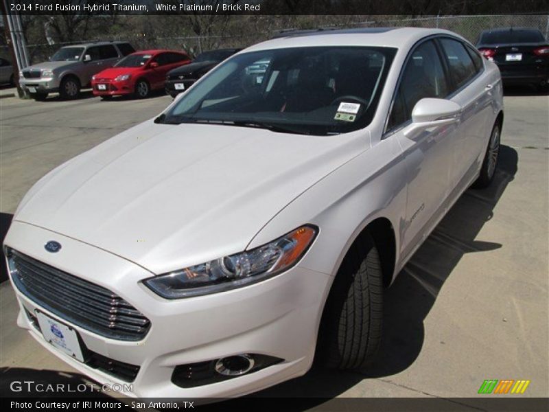 White Platinum / Brick Red 2014 Ford Fusion Hybrid Titanium