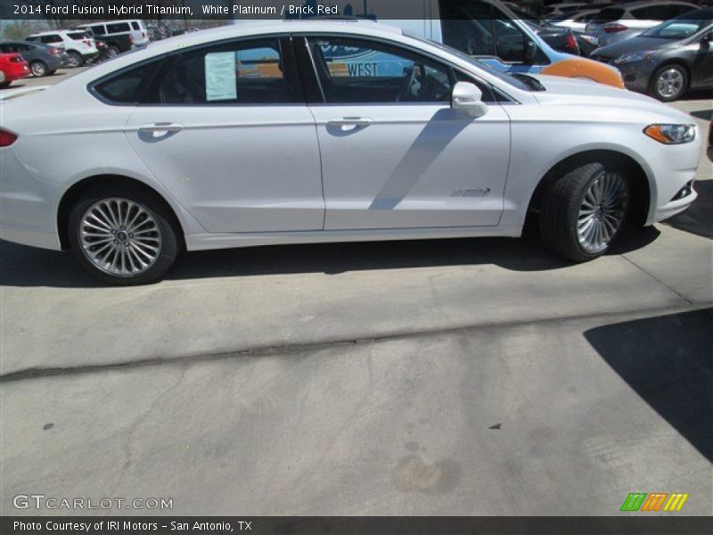 White Platinum / Brick Red 2014 Ford Fusion Hybrid Titanium