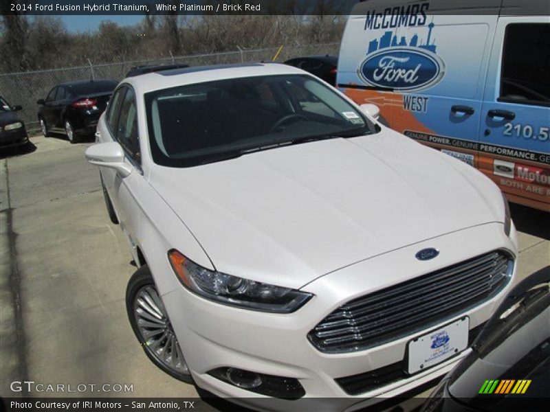 White Platinum / Brick Red 2014 Ford Fusion Hybrid Titanium