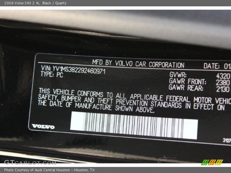 Black / Quartz 2009 Volvo S40 2.4i