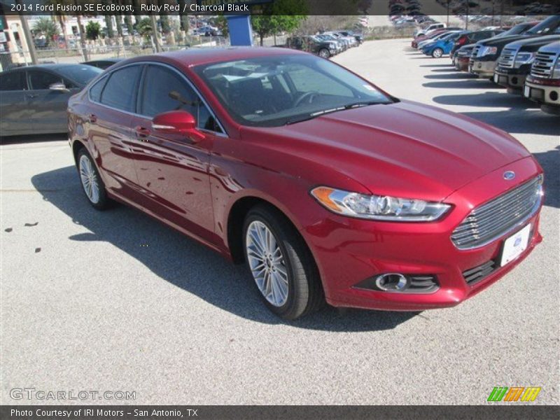 Ruby Red / Charcoal Black 2014 Ford Fusion SE EcoBoost