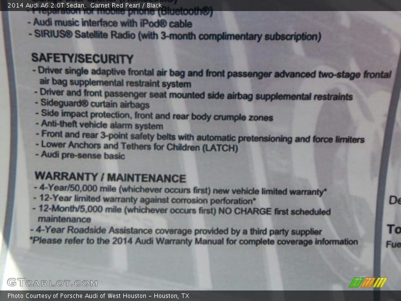Garnet Red Pearl / Black 2014 Audi A6 2.0T Sedan