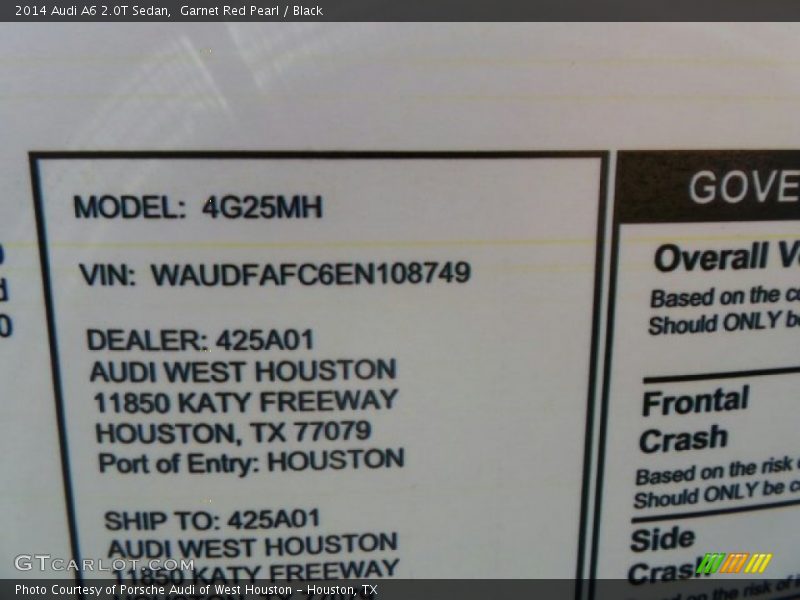 Garnet Red Pearl / Black 2014 Audi A6 2.0T Sedan