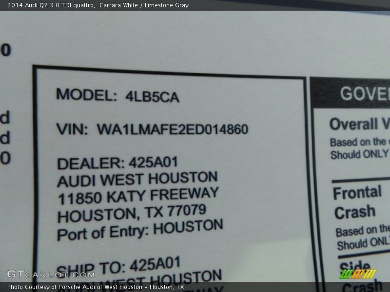 Carrara White / Limestone Gray 2014 Audi Q7 3.0 TDI quattro