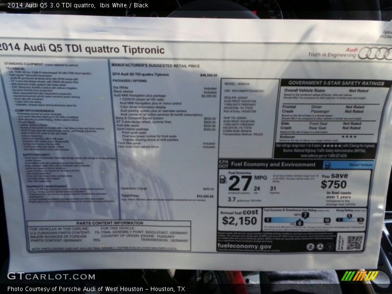 Ibis White / Black 2014 Audi Q5 3.0 TDI quattro