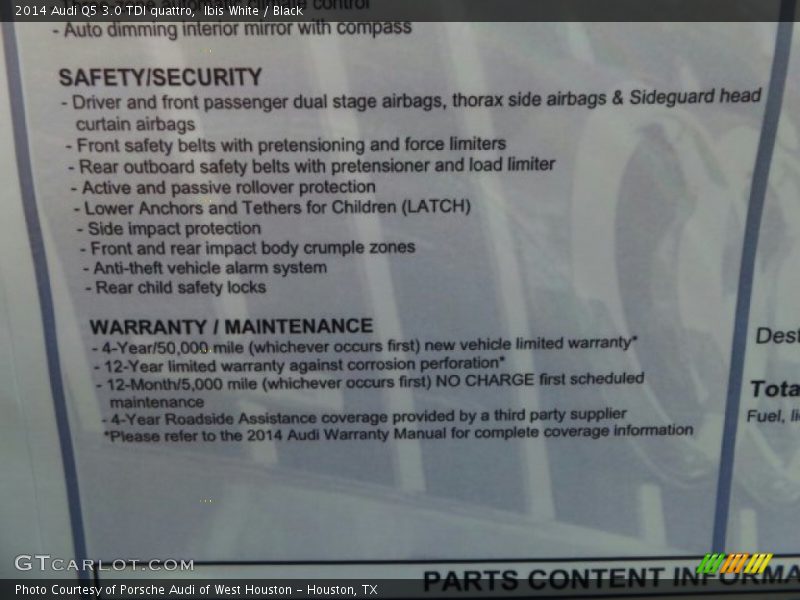 Ibis White / Black 2014 Audi Q5 3.0 TDI quattro