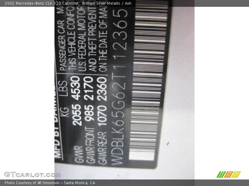 Brilliant Silver Metallic / Ash 2002 Mercedes-Benz CLK 320 Cabriolet