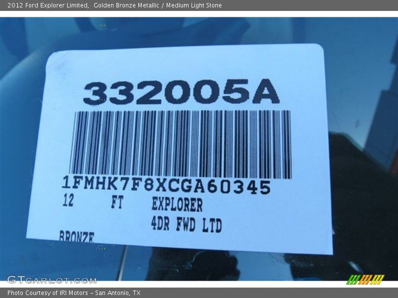 Golden Bronze Metallic / Medium Light Stone 2012 Ford Explorer Limited