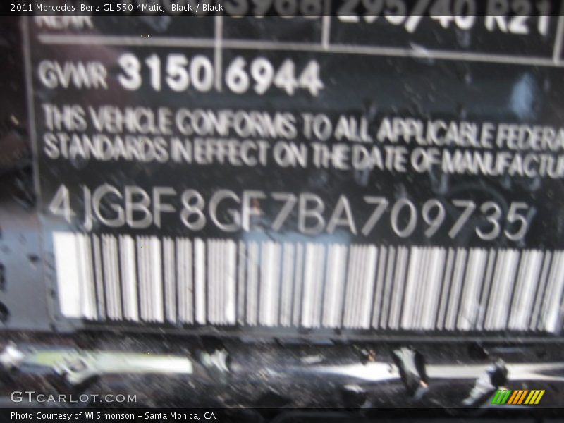 Black / Black 2011 Mercedes-Benz GL 550 4Matic