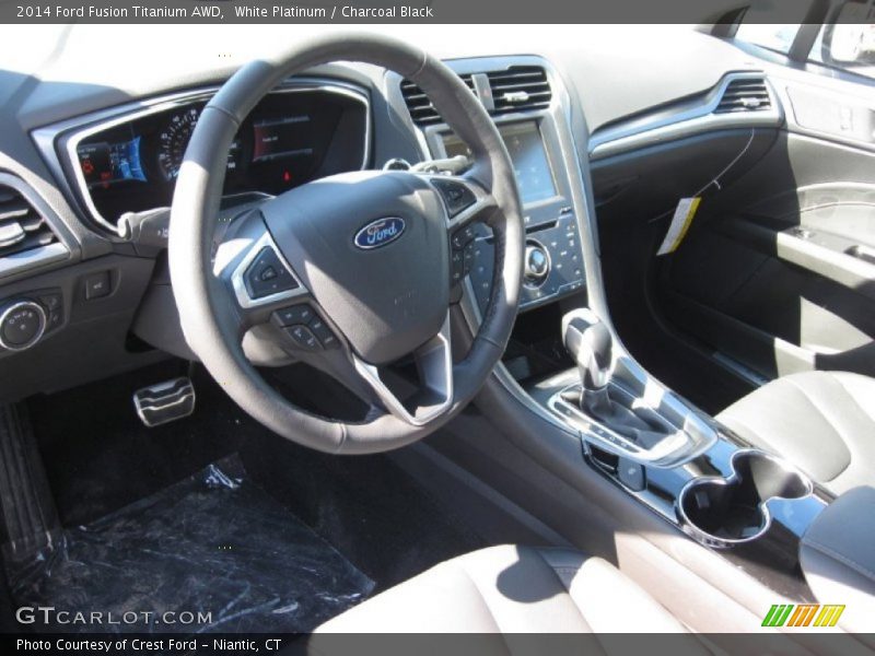 White Platinum / Charcoal Black 2014 Ford Fusion Titanium AWD