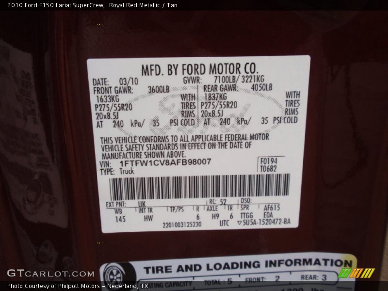 Royal Red Metallic / Tan 2010 Ford F150 Lariat SuperCrew