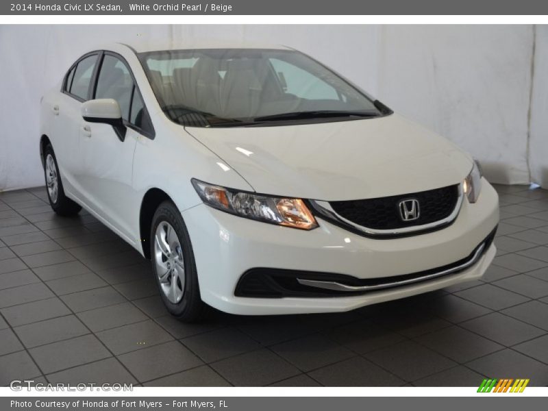 White Orchid Pearl / Beige 2014 Honda Civic LX Sedan