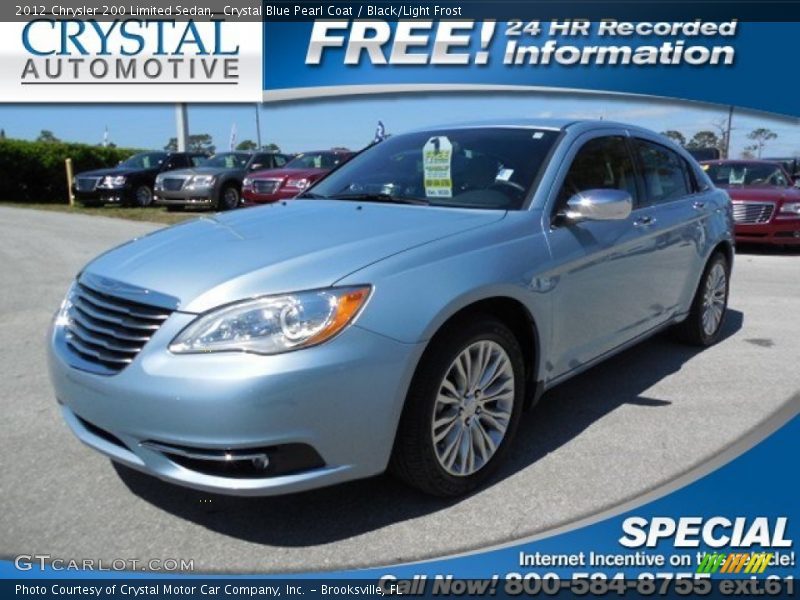 Crystal Blue Pearl Coat / Black/Light Frost 2012 Chrysler 200 Limited Sedan