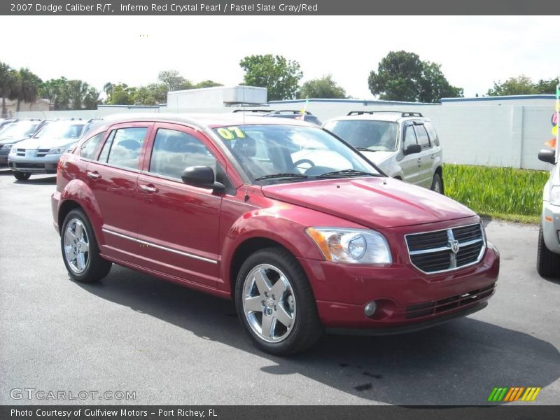 Inferno Red Crystal Pearl / Pastel Slate Gray/Red 2007 Dodge Caliber R/T