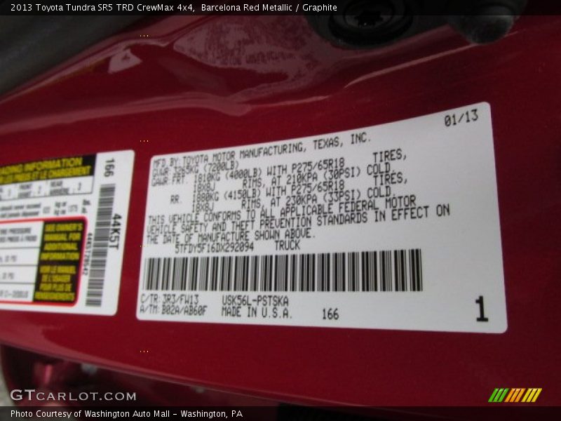 Barcelona Red Metallic / Graphite 2013 Toyota Tundra SR5 TRD CrewMax 4x4