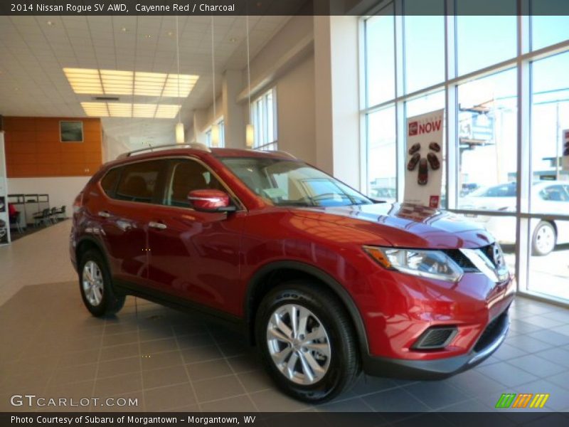 Cayenne Red / Charcoal 2014 Nissan Rogue SV AWD