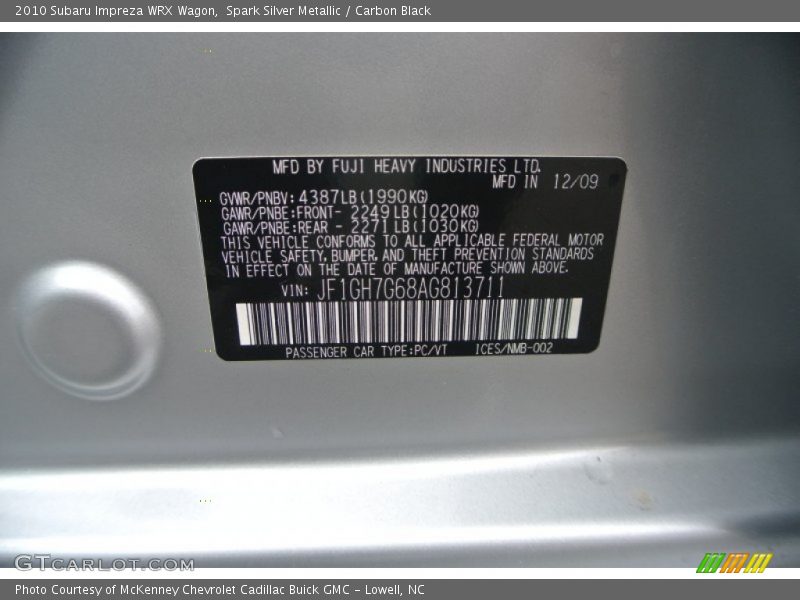 Spark Silver Metallic / Carbon Black 2010 Subaru Impreza WRX Wagon