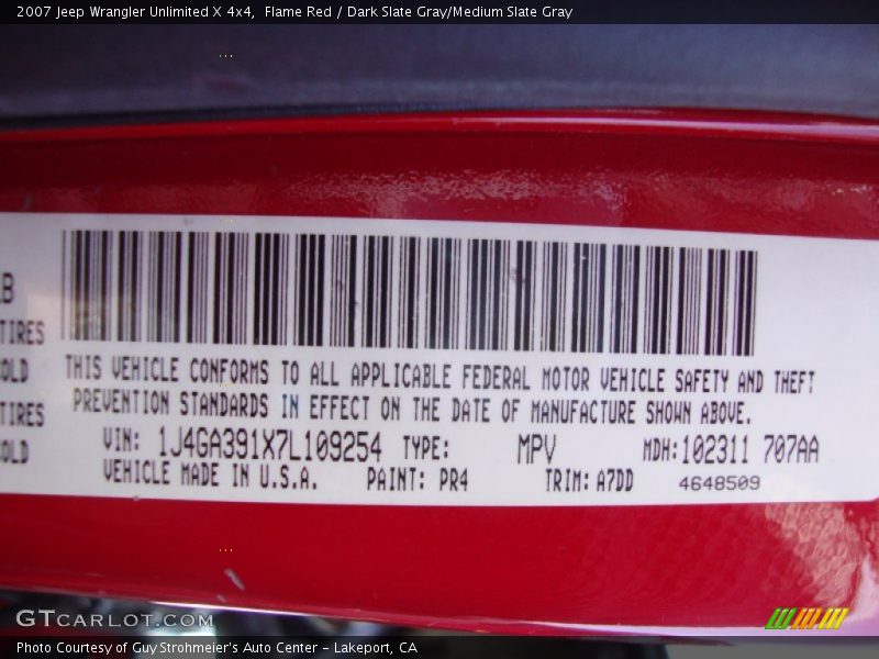 Flame Red / Dark Slate Gray/Medium Slate Gray 2007 Jeep Wrangler Unlimited X 4x4