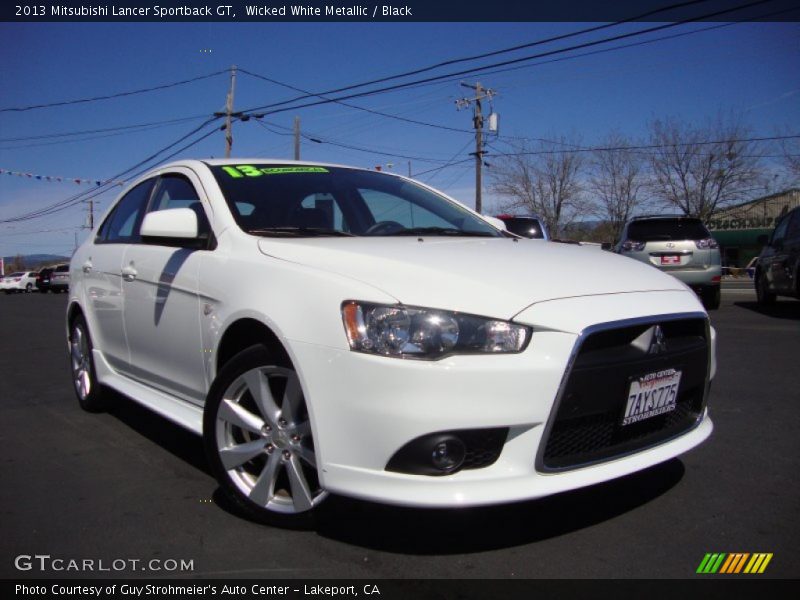 Wicked White Metallic / Black 2013 Mitsubishi Lancer Sportback GT