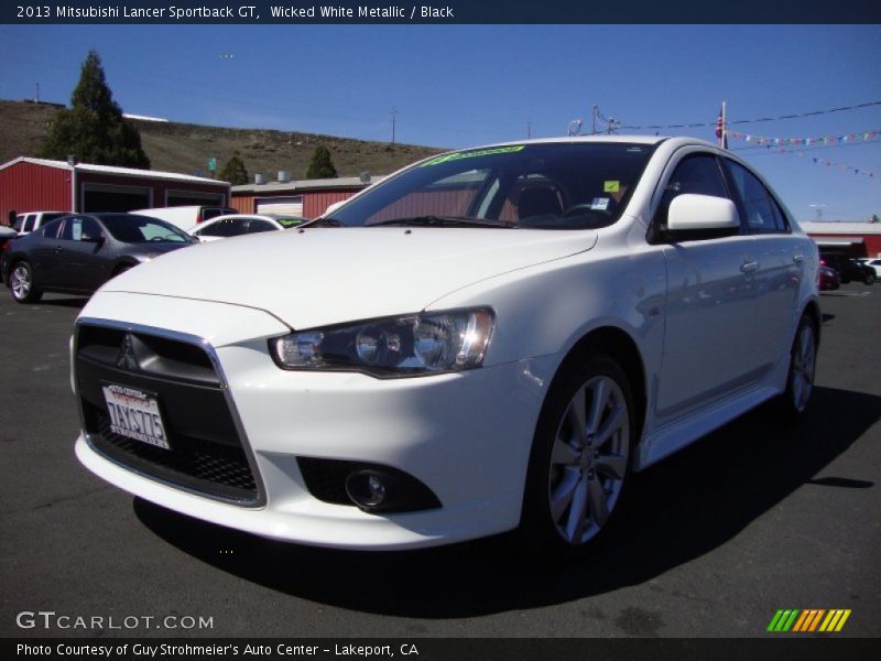 Wicked White Metallic / Black 2013 Mitsubishi Lancer Sportback GT