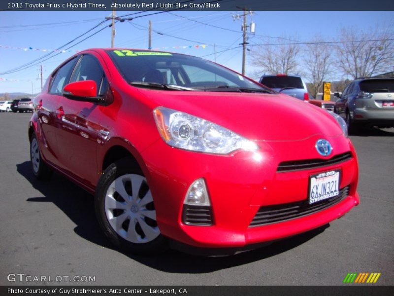 Absolutely Red / Light Blue Gray/Black 2012 Toyota Prius c Hybrid Three