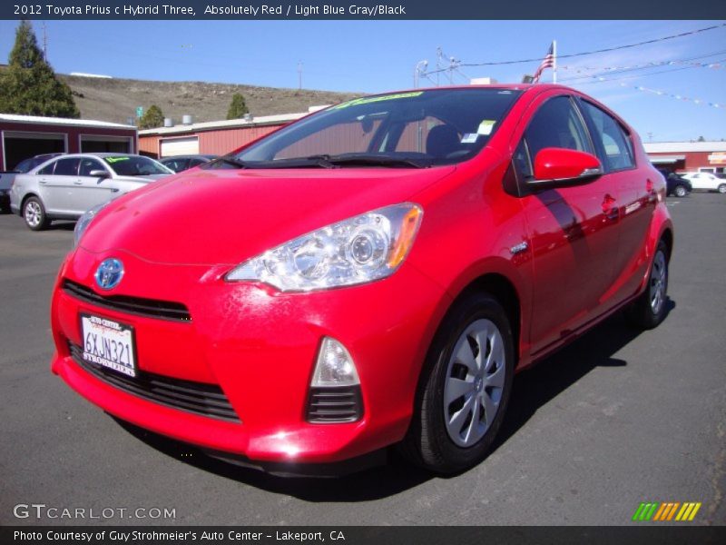 Absolutely Red / Light Blue Gray/Black 2012 Toyota Prius c Hybrid Three