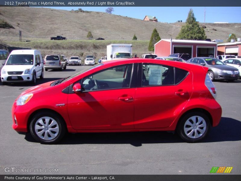Absolutely Red / Light Blue Gray/Black 2012 Toyota Prius c Hybrid Three