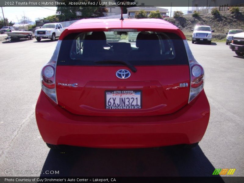 Absolutely Red / Light Blue Gray/Black 2012 Toyota Prius c Hybrid Three