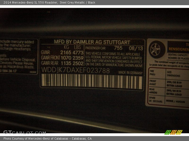 Steel Grey Metallic / Black 2014 Mercedes-Benz SL 550 Roadster