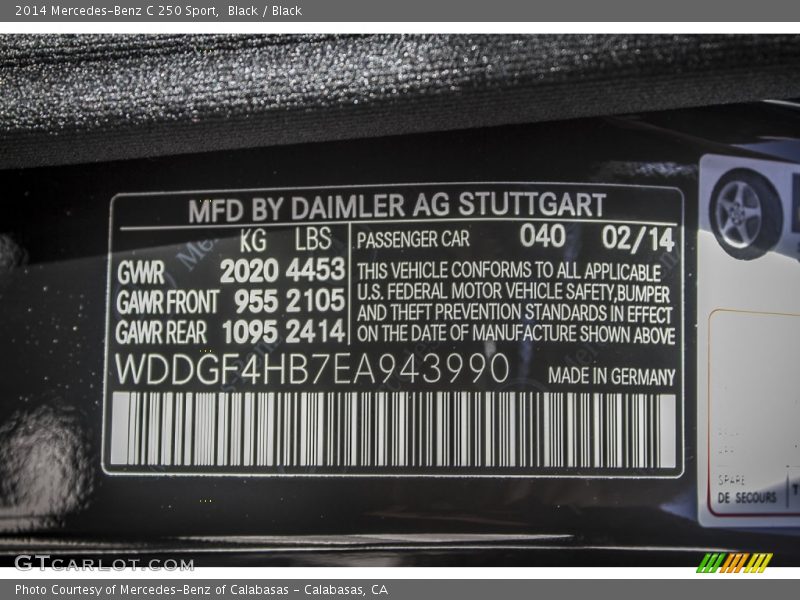 Black / Black 2014 Mercedes-Benz C 250 Sport