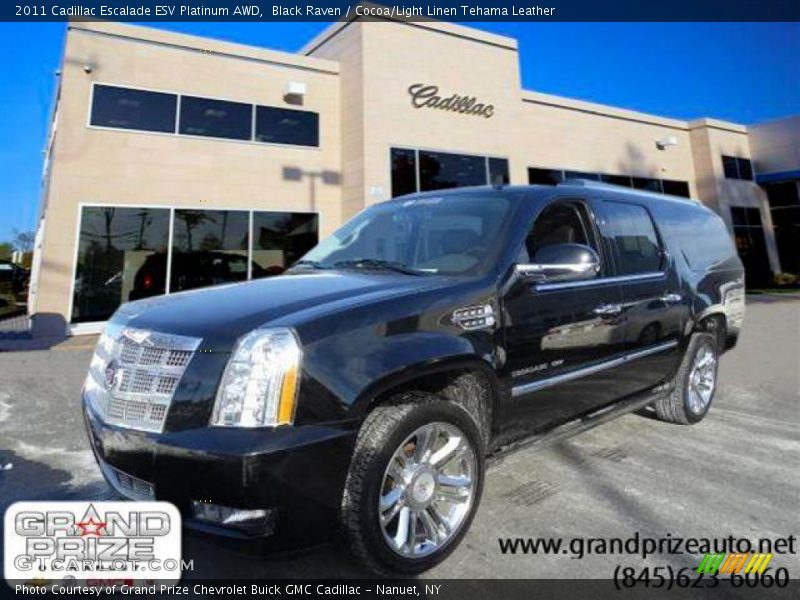 Black Raven / Cocoa/Light Linen Tehama Leather 2011 Cadillac Escalade ESV Platinum AWD
