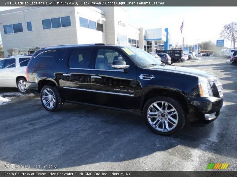 Black Raven / Cocoa/Light Linen Tehama Leather 2011 Cadillac Escalade ESV Platinum AWD