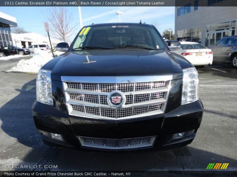 Black Raven / Cocoa/Light Linen Tehama Leather 2011 Cadillac Escalade ESV Platinum AWD