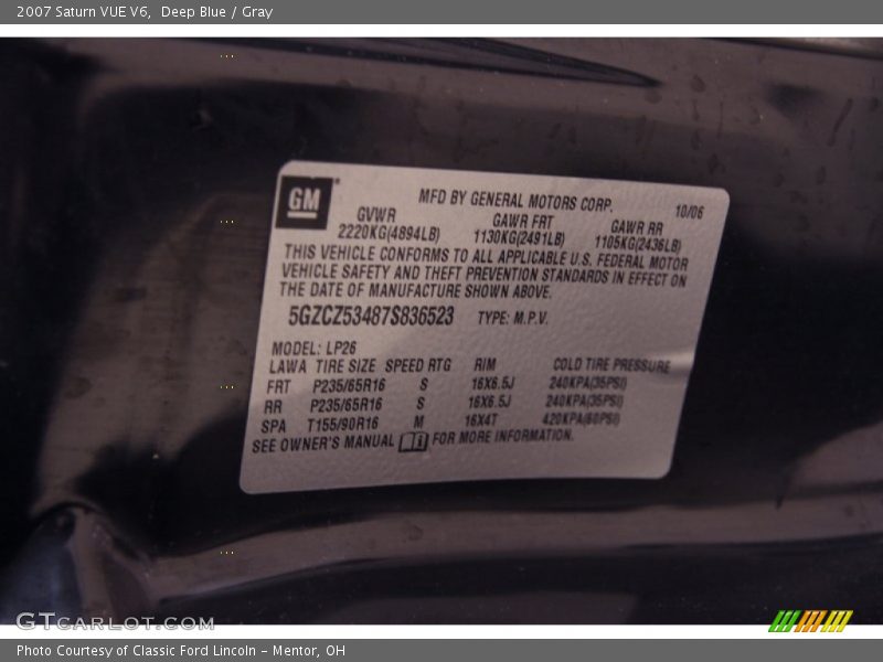 Deep Blue / Gray 2007 Saturn VUE V6