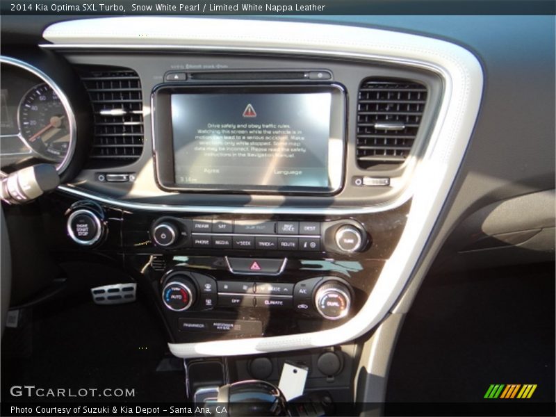 Snow White Pearl / Limited White Nappa Leather 2014 Kia Optima SXL Turbo