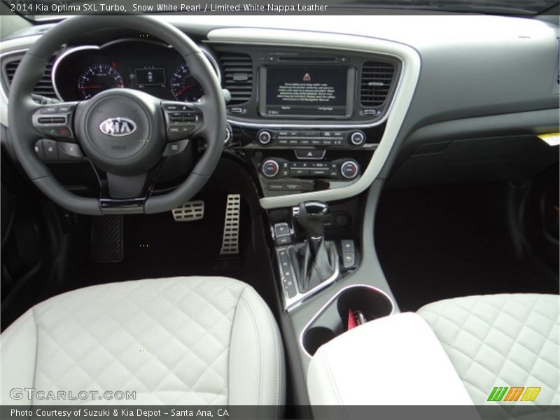 Snow White Pearl / Limited White Nappa Leather 2014 Kia Optima SXL Turbo