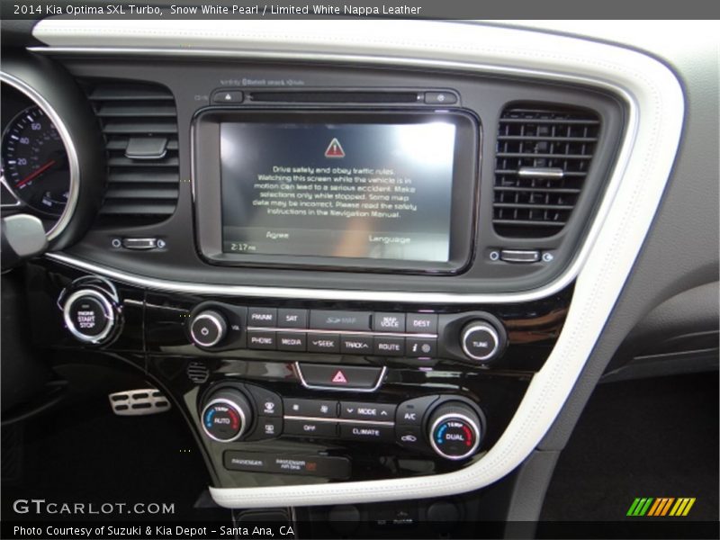 Snow White Pearl / Limited White Nappa Leather 2014 Kia Optima SXL Turbo