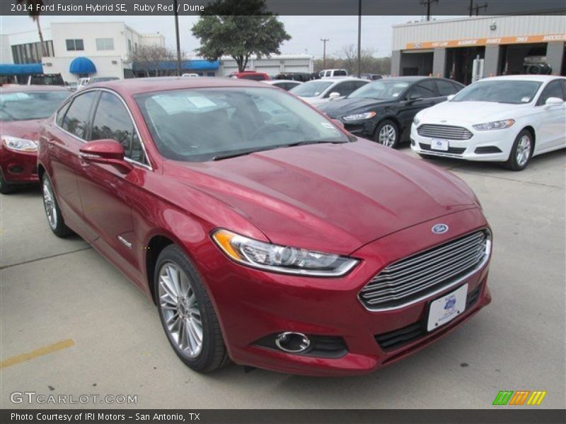 Ruby Red / Dune 2014 Ford Fusion Hybrid SE