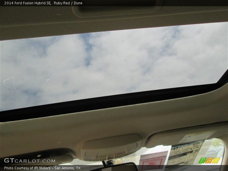 Ruby Red / Dune 2014 Ford Fusion Hybrid SE