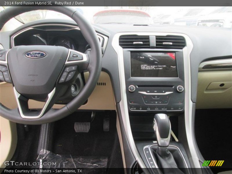 Ruby Red / Dune 2014 Ford Fusion Hybrid SE