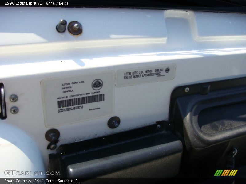 Info Tag of 1990 Esprit SE