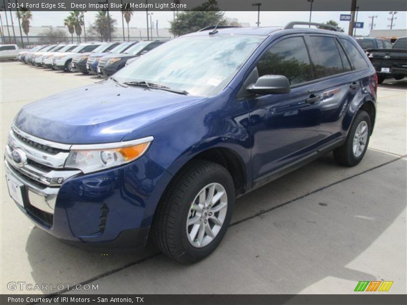 Deep Impact Blue / Medium Light Stone 2014 Ford Edge SE
