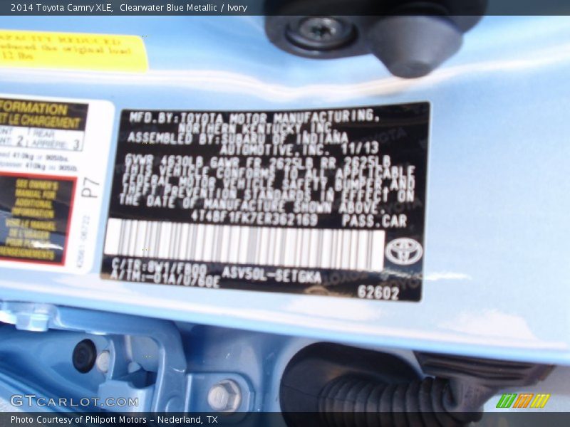Clearwater Blue Metallic / Ivory 2014 Toyota Camry XLE