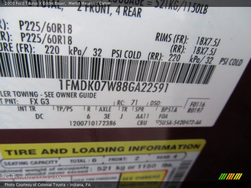 Merlot Metallic / Camel 2008 Ford Taurus X Eddie Bauer