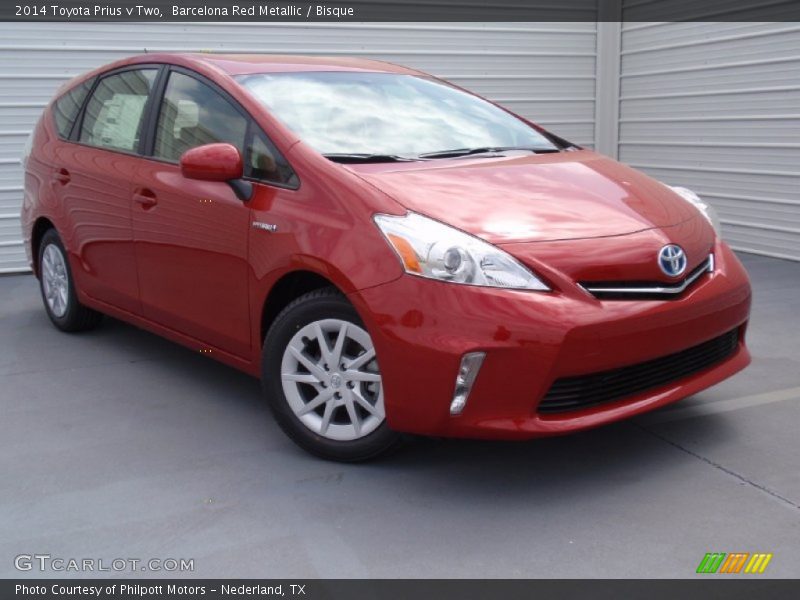 Barcelona Red Metallic / Bisque 2014 Toyota Prius v Two
